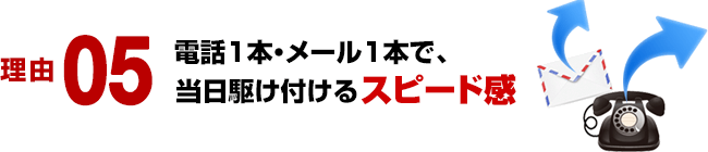 理由 05/電話1本・メール1本で、当日駆け付けるスピード感